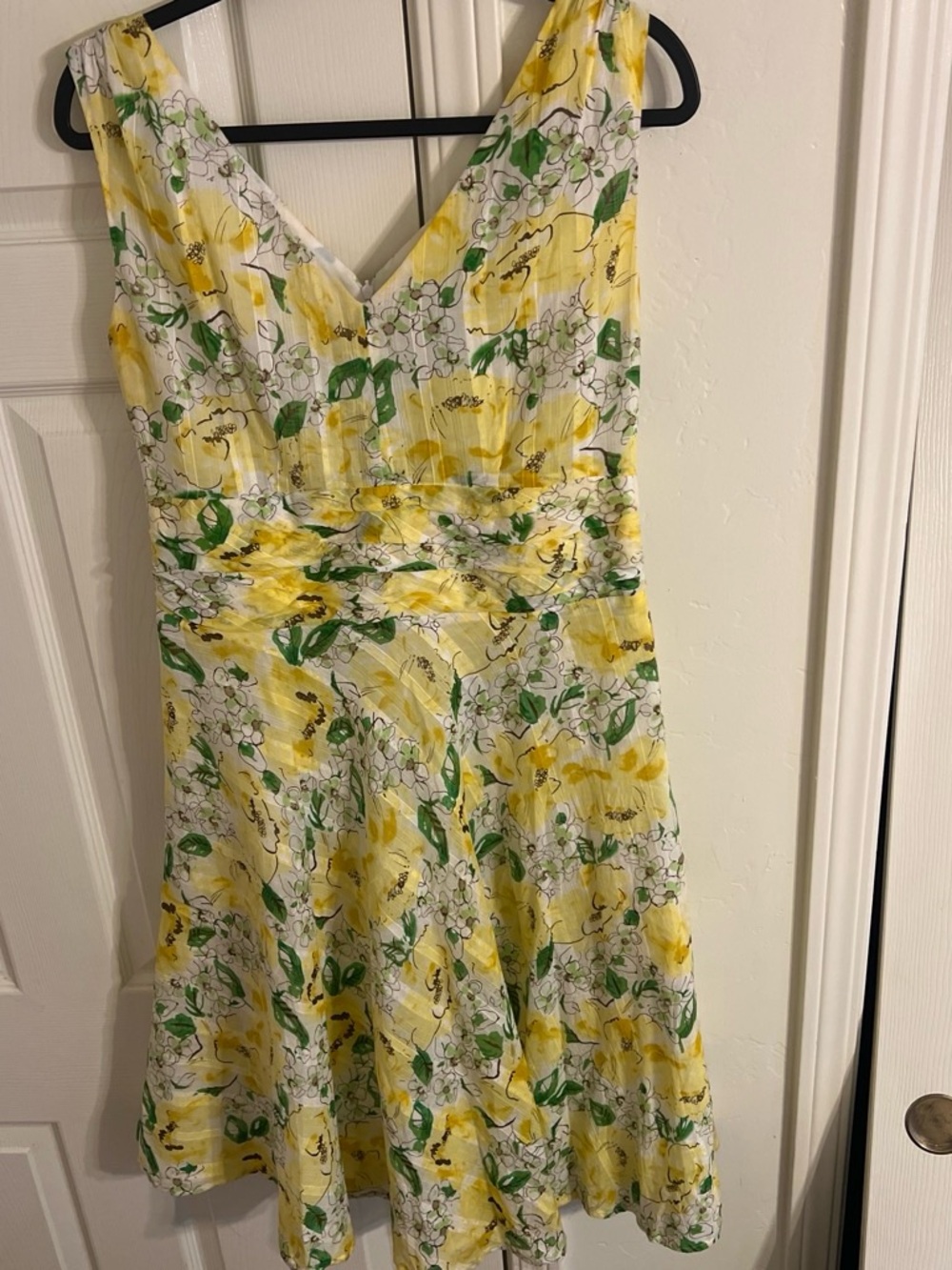 Robbie Bee Yellow and Green Floral V-Neck Midi Dress